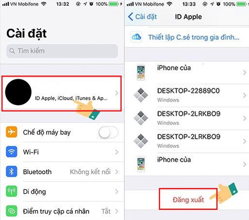 Đăng xuất tài khoản iCloud